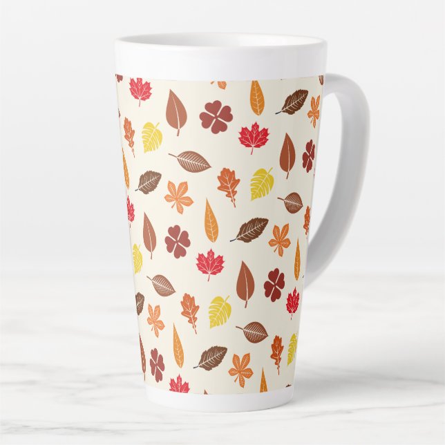 Cosy Autumn Fall Leaves Latte Mug (Right Angle)