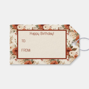 Cosy Autumn Floral Botanical Print Digital Art Gift Tags
