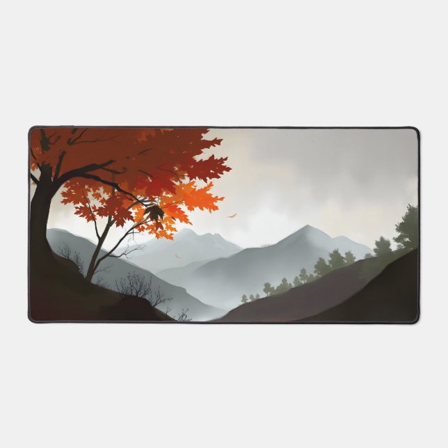 Cosy Autumn Forest Desk Mat - Fall Season Large De (Front)