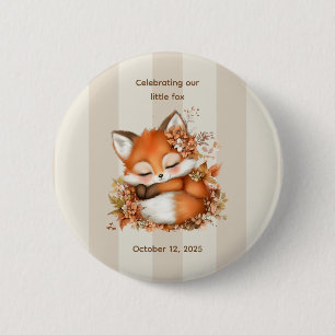 Cosy Autumn Fox Baby Shower Cosy Woodland Party 6 Cm Round Badge