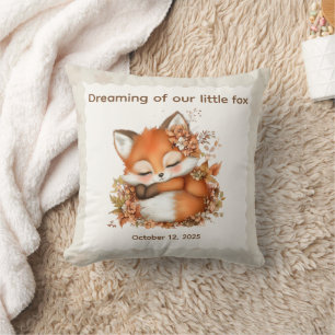 Cosy Autumn Fox Baby Shower Cosy Woodland Party Cushion