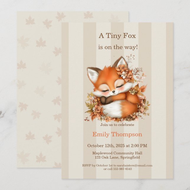 Cosy Autumn Fox Baby Shower Cosy Woodland Party Invitation (Front/Back)