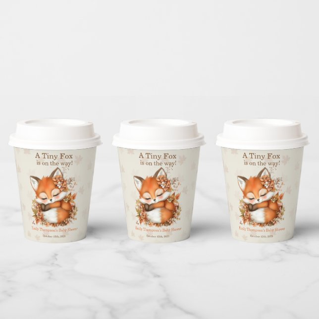 Cosy Autumn Fox Baby Shower Cosy Woodland Party Paper Cups (Multi)