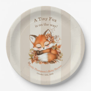 Cosy Autumn Fox Baby Shower Cosy Woodland Party Paper Plate