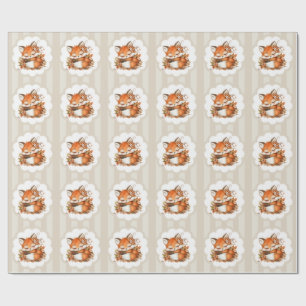 Cosy Autumn Fox Baby Shower Cosy Woodland Party Wrapping Paper