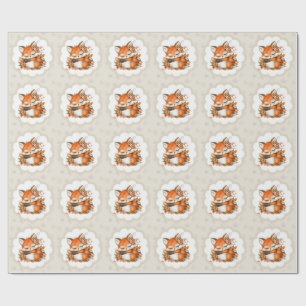 Cosy Autumn Fox Baby Shower Cosy Woodland Party Wrapping Paper