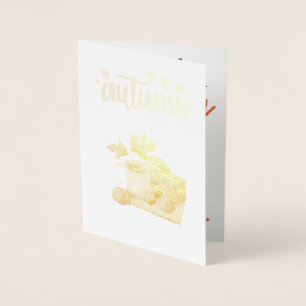 Cosy Autumn Fox Reading Foil Invitation Card