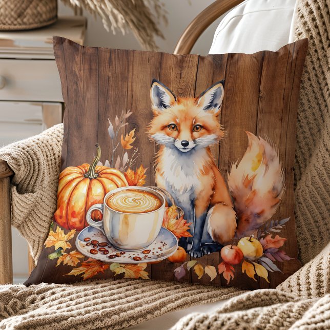 Cosy Autumn Fox Throw Pillow (Creator Uploaded)