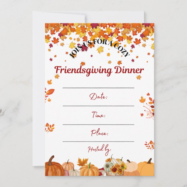 Cosy Autumn Friendsgiving Dinner Invite (Front)