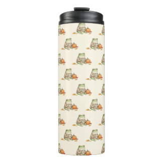 Cosy Autumn Frog Kawaii Pumpkin Spice Latte Thermal Tumbler
