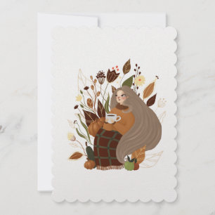 Cosy Autumn Girl Holiday Card
