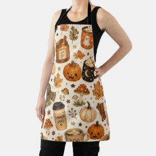 Cosy Autumn Halloween Pumpkin Spice Fall Mushrooms Apron