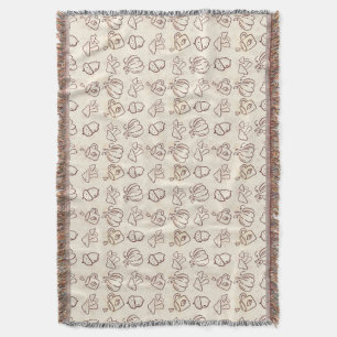 Cosy Autumn Harvest Doodle Pattern Woven Throw Bla Blanket