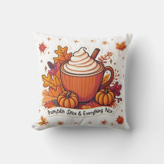Cosy Autumn Home Decor Pumpkin Spice  Cushion (Front)