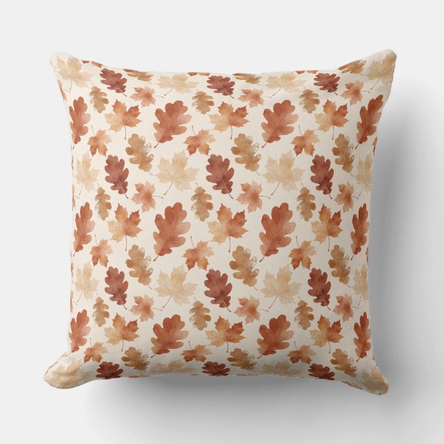 Cosy Autumn Leaf Pattern Cushion (Front)