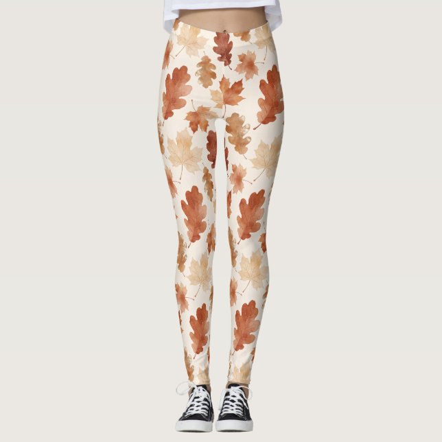 Cosy Autumn Leaf Pattern Leggings (Front)