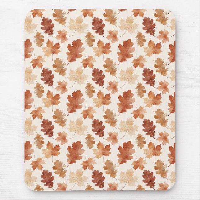Cosy Autumn Leaf Pattern Mouse Mat (Front)