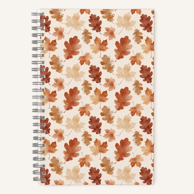 Cosy Autumn Leaf Pattern Notebook (Front)