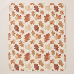 Cosy Autumn Leaf Pattern Sherpa Blanket