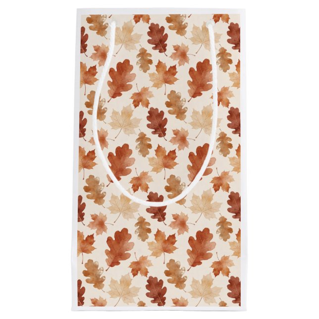Cosy Autumn Leaf Pattern Small Gift Bag (Front)