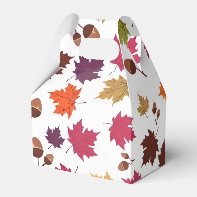 Cosy Autumn Leaves and Acorns Fall Pattern Favour Box (Back Side)