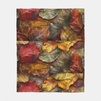 Cosy Autumn Leaves  Fleece Blanket