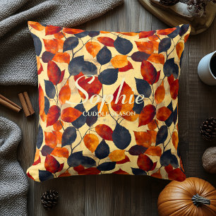 Cosy Autumn Leaves Pattern   Fall Home Decor Cushion
