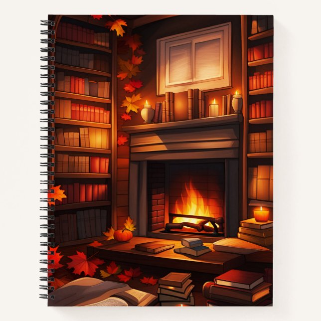 Cosy Autumn Library Notebook (Front)