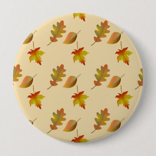 Cosy autumn maple leaves oak leaves 10 cm round badge