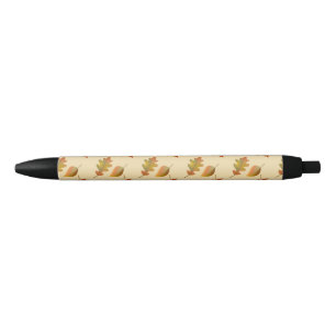 Cosy autumn maple leaves oak leaves black ink pen
