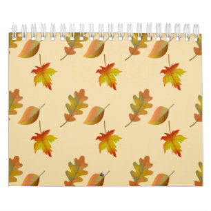 Cosy autumn maple leaves oak leaves calendar