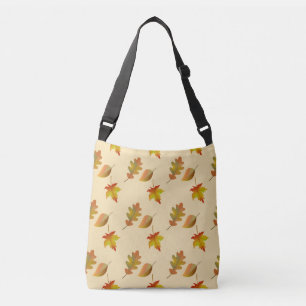 Cosy autumn maple leaves oak leaves crossbody bag