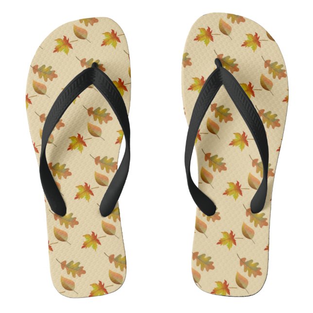 Cosy autumn maple leaves oak leaves  flip flops (Footbed)