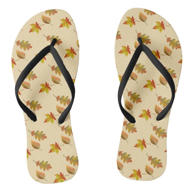Cosy autumn maple leaves oak leaves   flip flops (Footbed)
