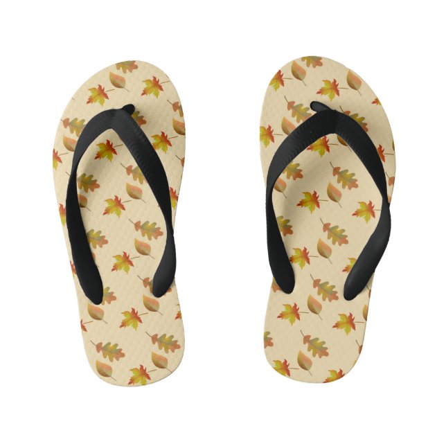 Cosy autumn maple leaves oak leaves  kid's flip flops (Footbed)