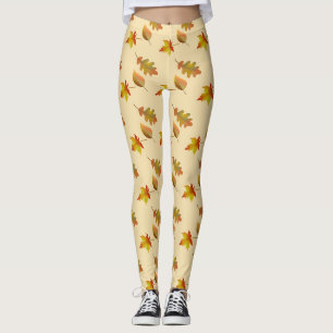Cosy autumn maple leaves oak leaves  leggings