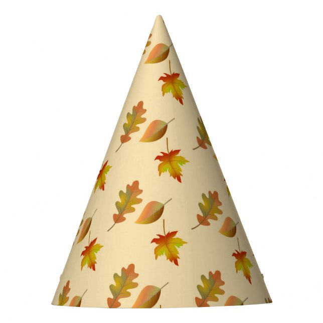 Cosy autumn maple leaves oak leaves  party hat (Front)