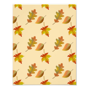 Cosy autumn maple leaves oak leaves photo print