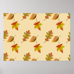 Cosy autumn maple leaves oak leaves poster