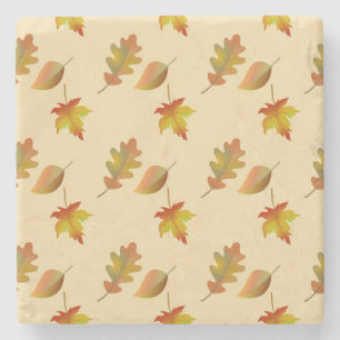 Cosy autumn maple leaves oak leaves stone coaster