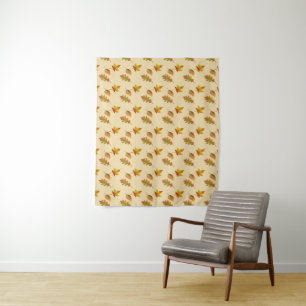 Cosy autumn maple leaves oak leaves tapestry