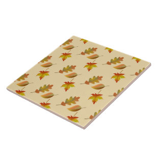 Cosy autumn maple leaves oak leaves  tile