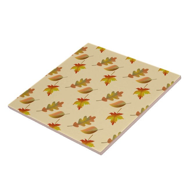 Cosy autumn maple leaves oak leaves  tile (Side)