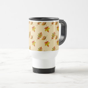 Cosy autumn maple leaves oak leaves  travel mug