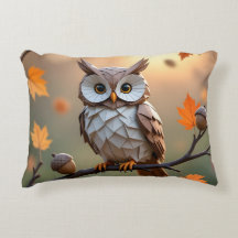 Cosy Autumn Origami Owl Throw Pillow