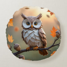 Cosy Autumn Origami Owl Throw Pillow