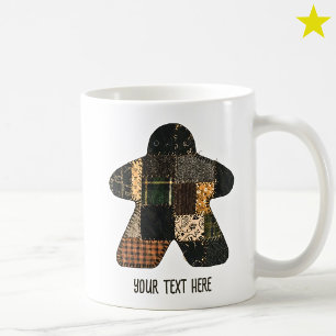Cosy Autumn Patchwork Quilt Meeple Board Game Coffee Mug