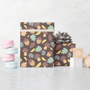 Cosy Autumn Pattern Brown Wrapping Paper Roll