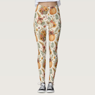 Cosy Autumn Pumpkin and Sunflower Pattern (2) Leggings