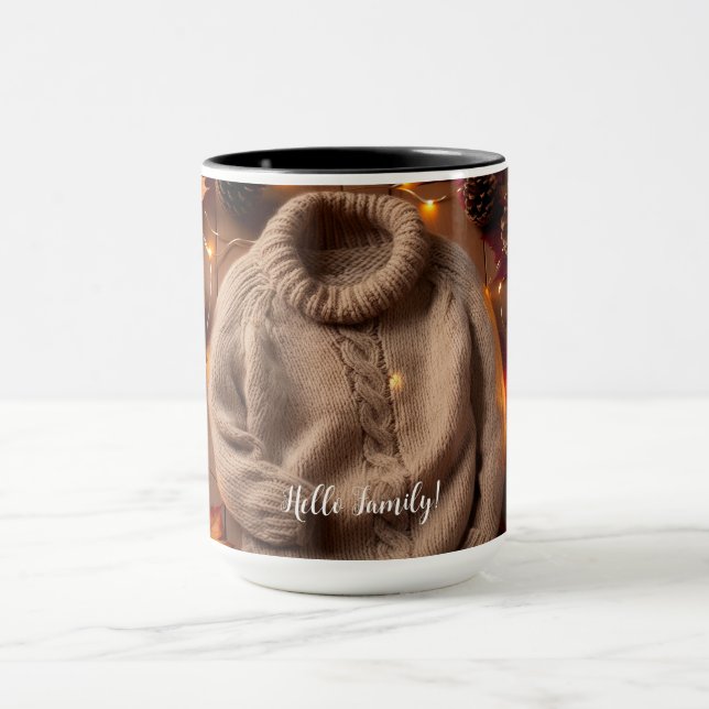 Cosy Autumn Sweater, Leaves, Pinecones Pumpkin Mug (Center)